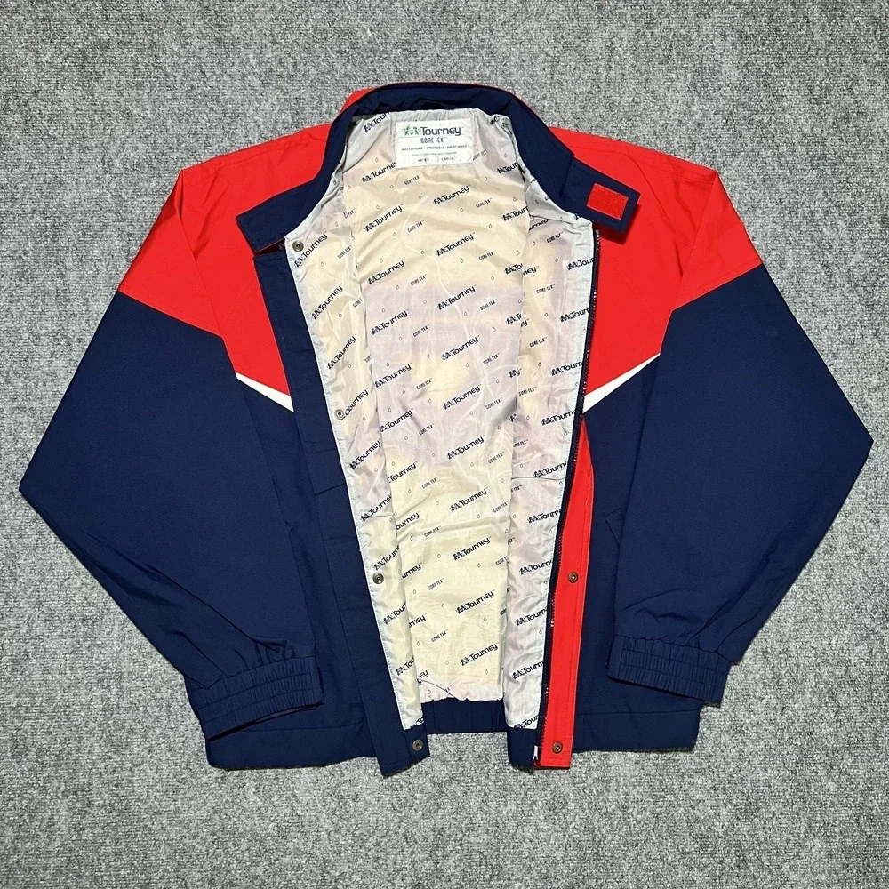 Tourney Gore-Tex Waterproof Windproof Breathable Jacket Men Large Red White Blue